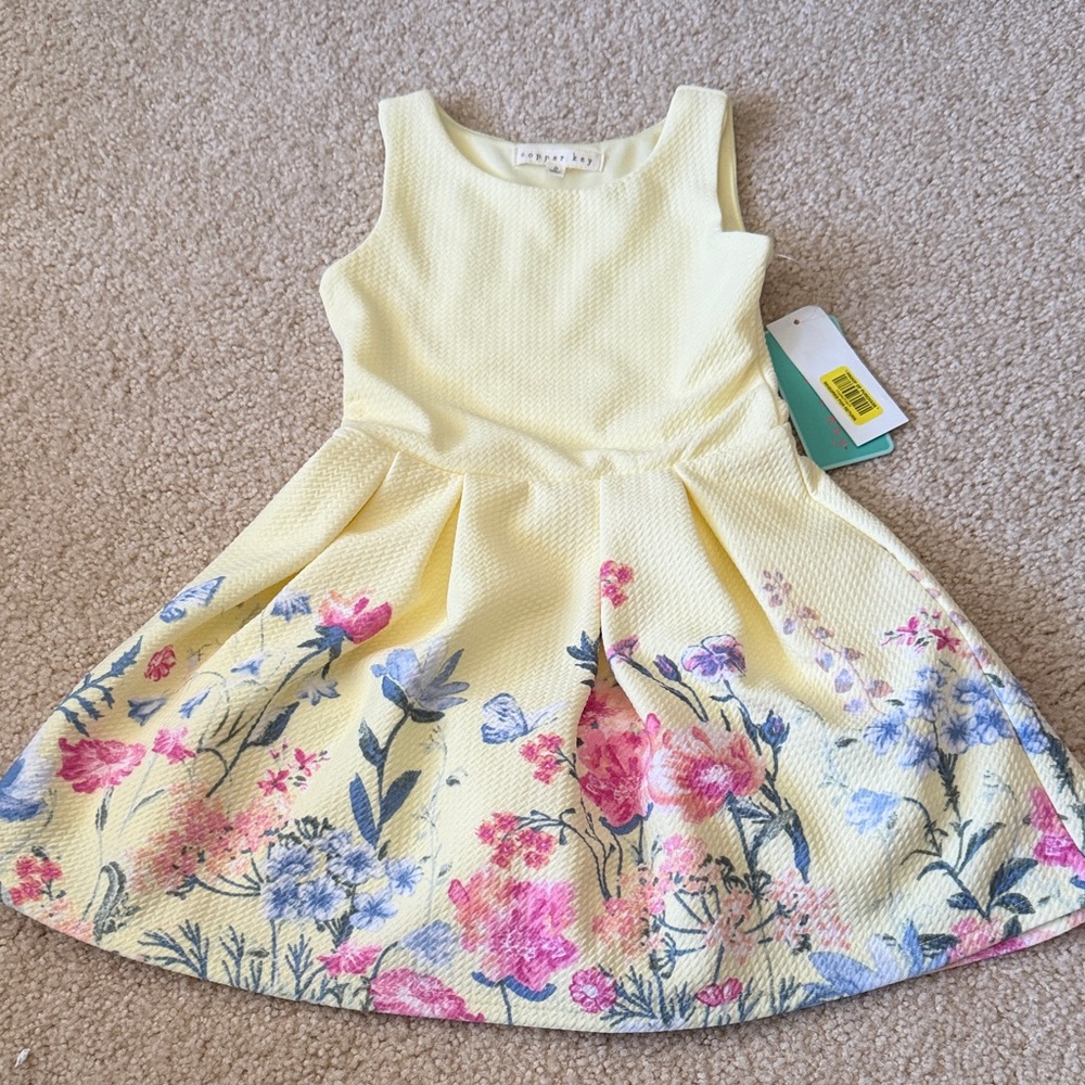 Copper Key Yellow Floral Fit-and-Flare Girls' Dress